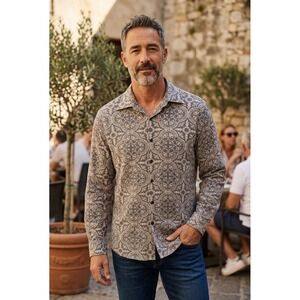 Riscatto Italy Button Up Shirt Mens XL Patterned Designer Casual Dress Shirt